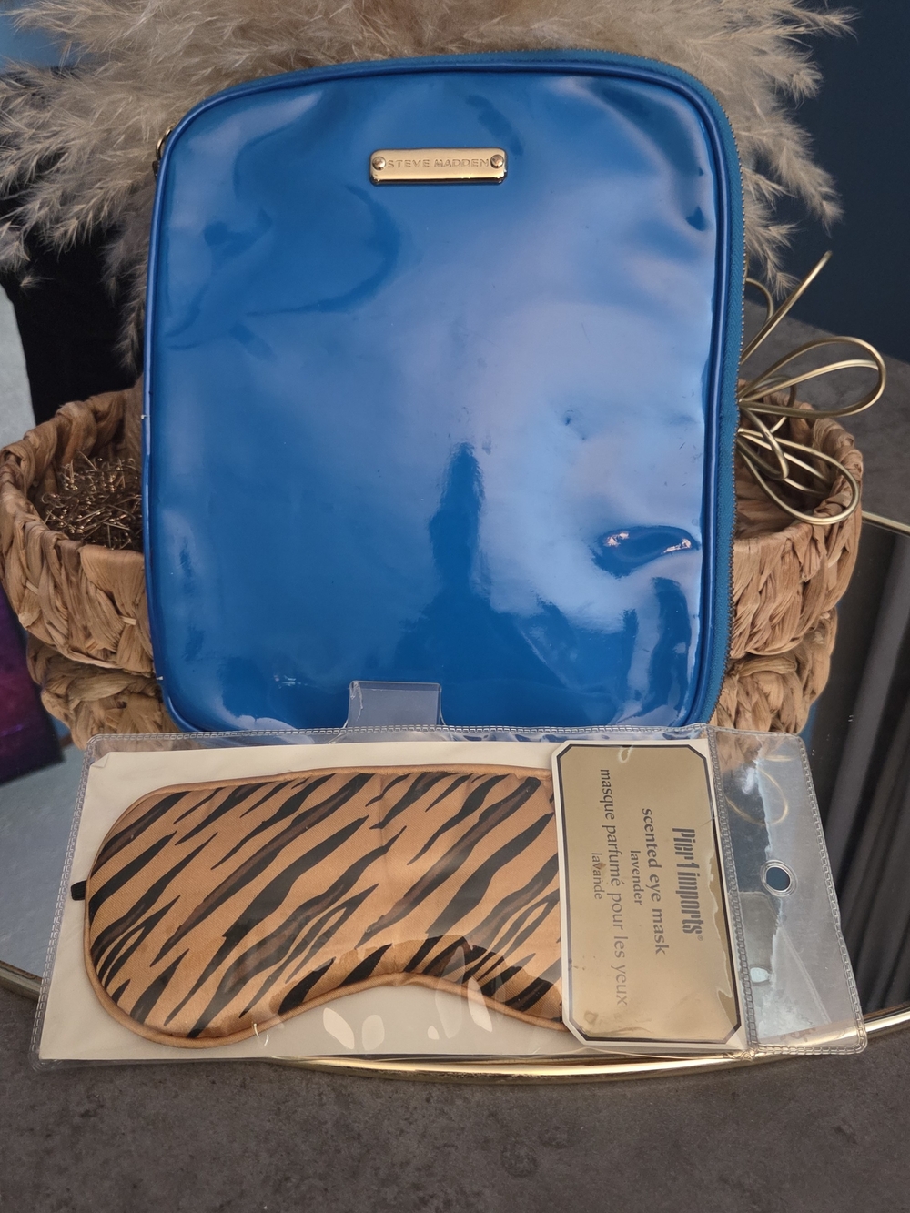 Steve Madden Blue Patent Travel Organizer & NIP Pier 1 Lavender Eye Mask